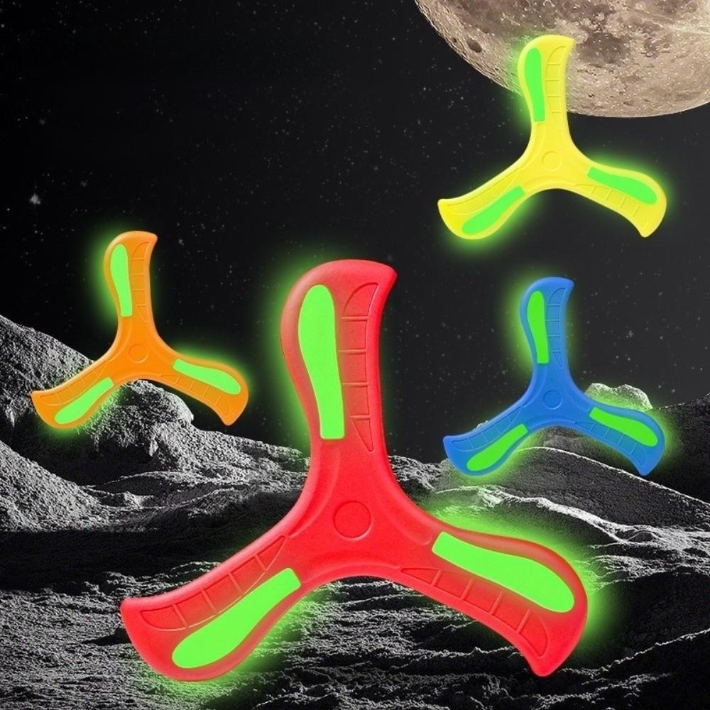 Interactive Luminous Boomerang Soft EVA Three-leaf Cross Flying Disc Flying Rocket Toy  Adult-kids