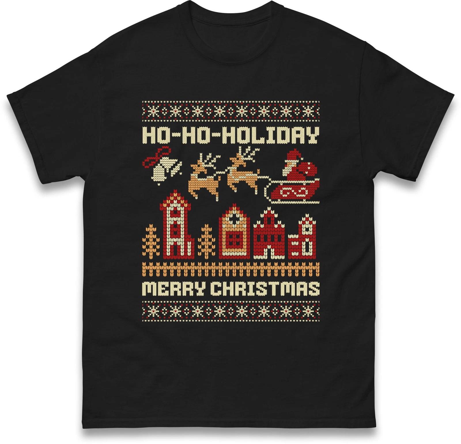 HO HO Holiday T Shirt, Ugly Funny Christmas Festive Gift Tee Top M