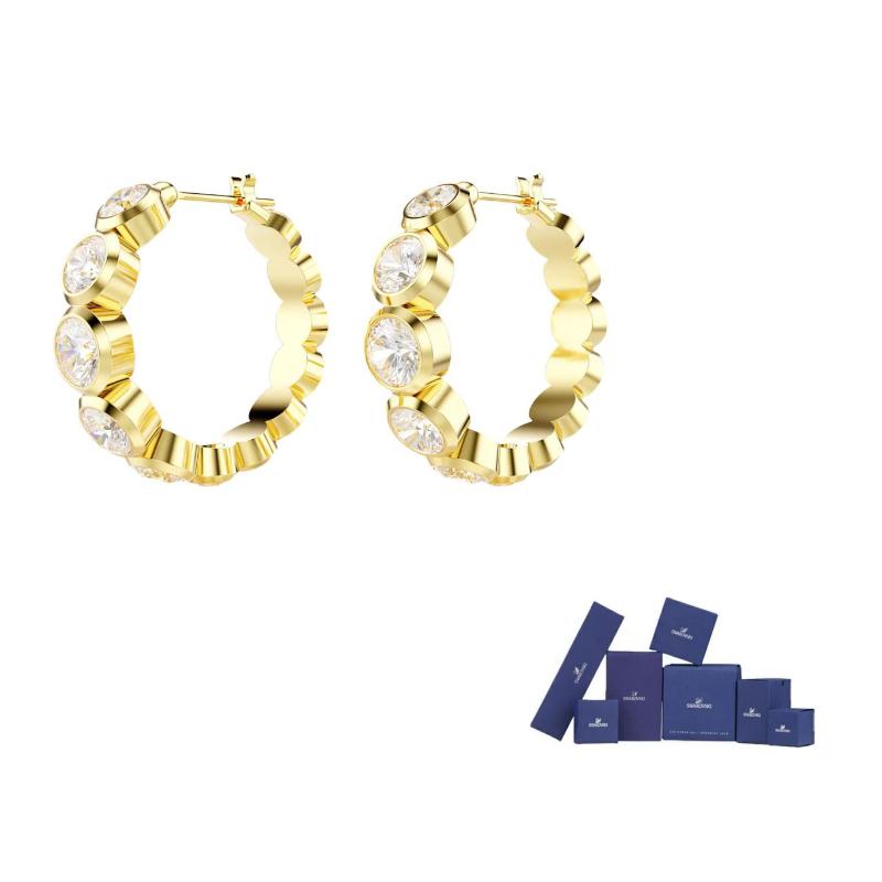 Swarovski Imber Gold Round Stone Earrings Set