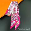 1PC Korean Summer Luxurious Check Female Decoration Twill Long Ribbon Binding Bag Silk Ribbon Hair Belt Hot Selling Small Scarf