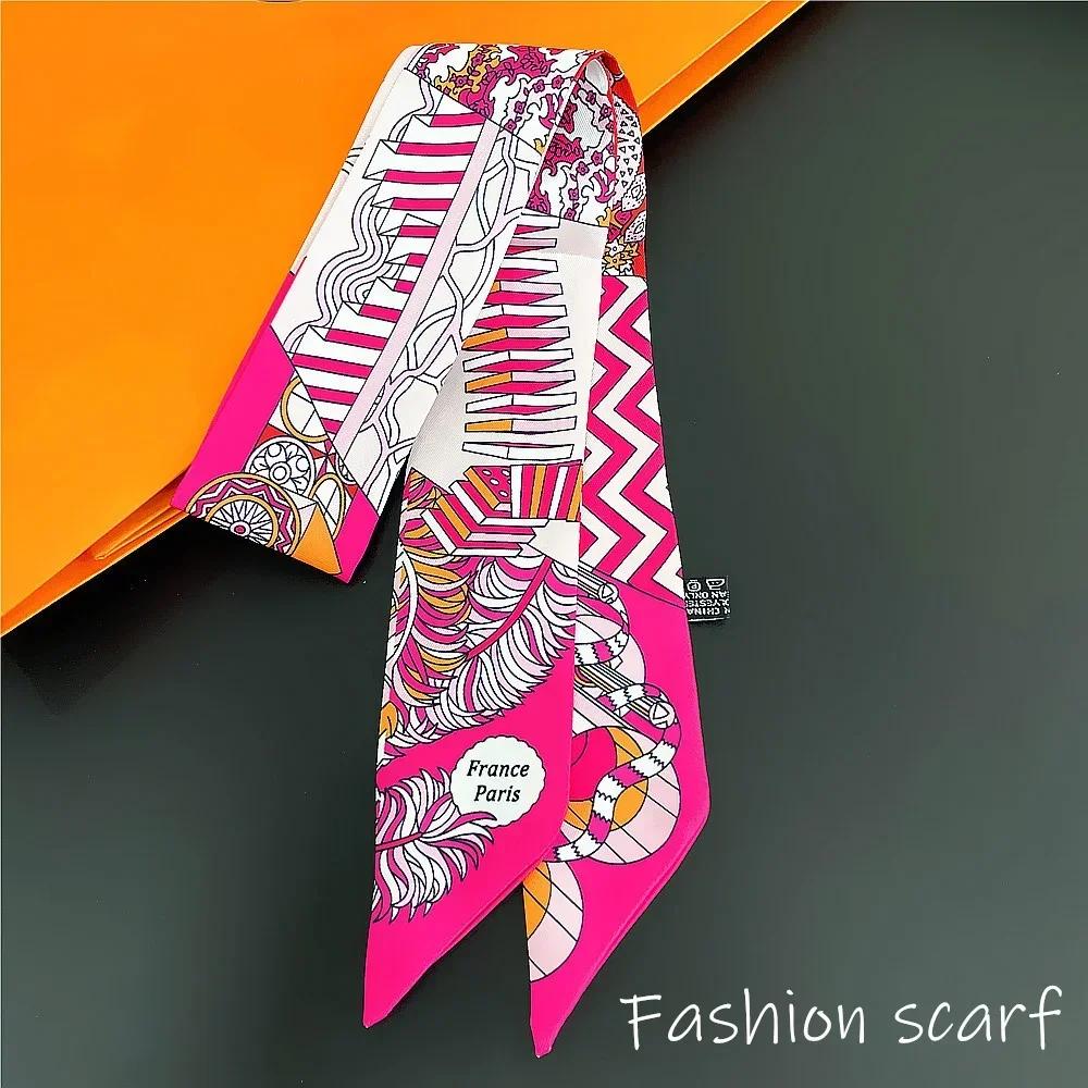1PC Korean Summer Luxurious Check Female Decoration Twill Long Ribbon Binding Bag Silk Ribbon Hair Belt Hot Selling Small Scarf