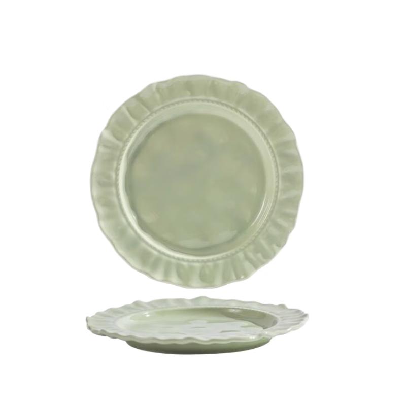 Cream Style Petal Edge Ceramic Dinner Plate