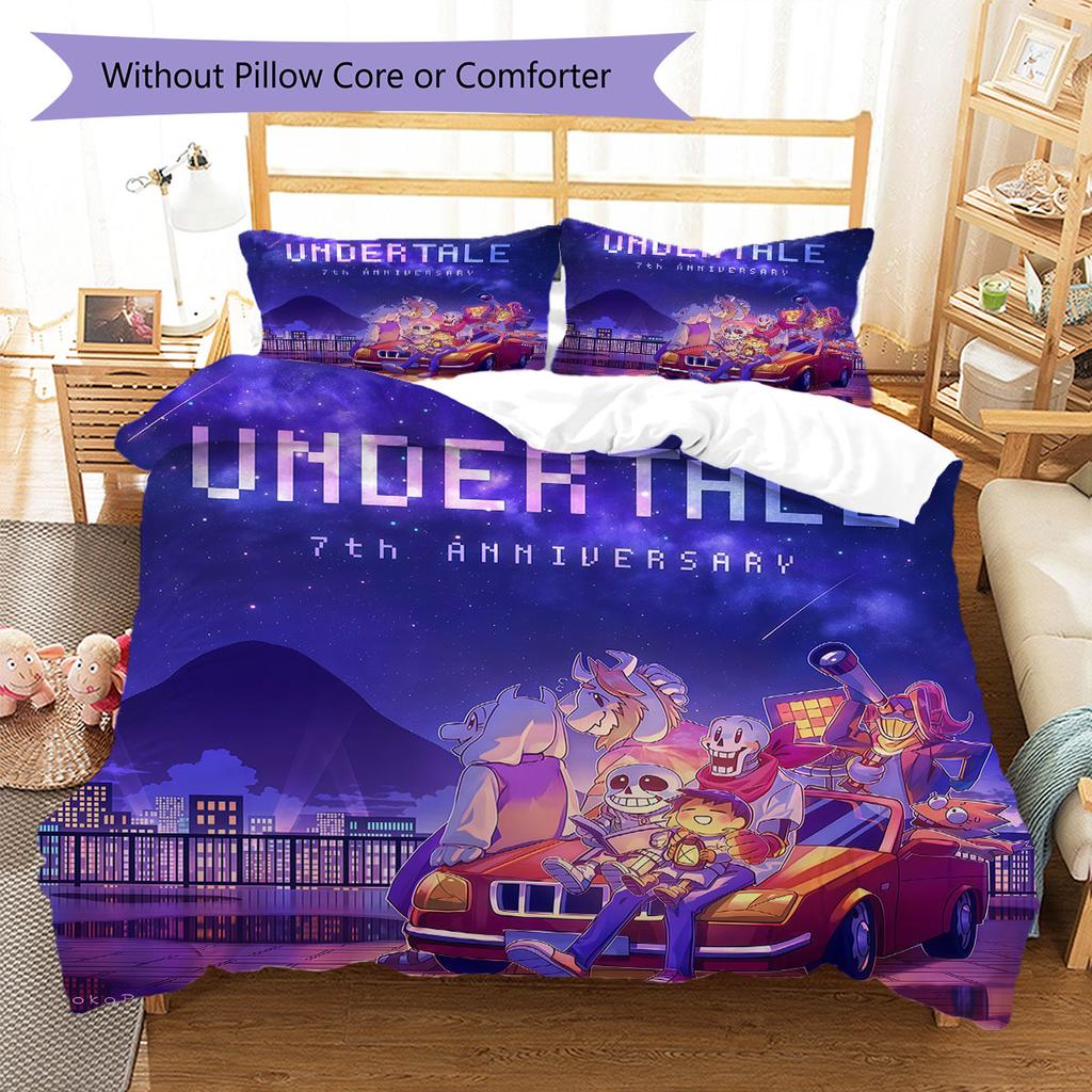 Deltarune Legame Coraggioso Set Copripiumino Trapuntato Federa Decorazione per la Casa Regalo di Compleanno (1 * copripiumino + 2 * federa, senza nucleo)