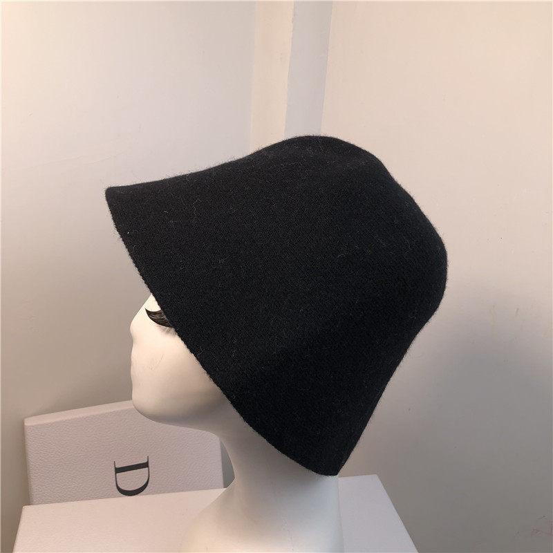 

Осень и зима однотонная шерстяная модная теплая шляпа-ведро однотонная литературная шляпа-ведро цвета мокко тренд One size чёрный