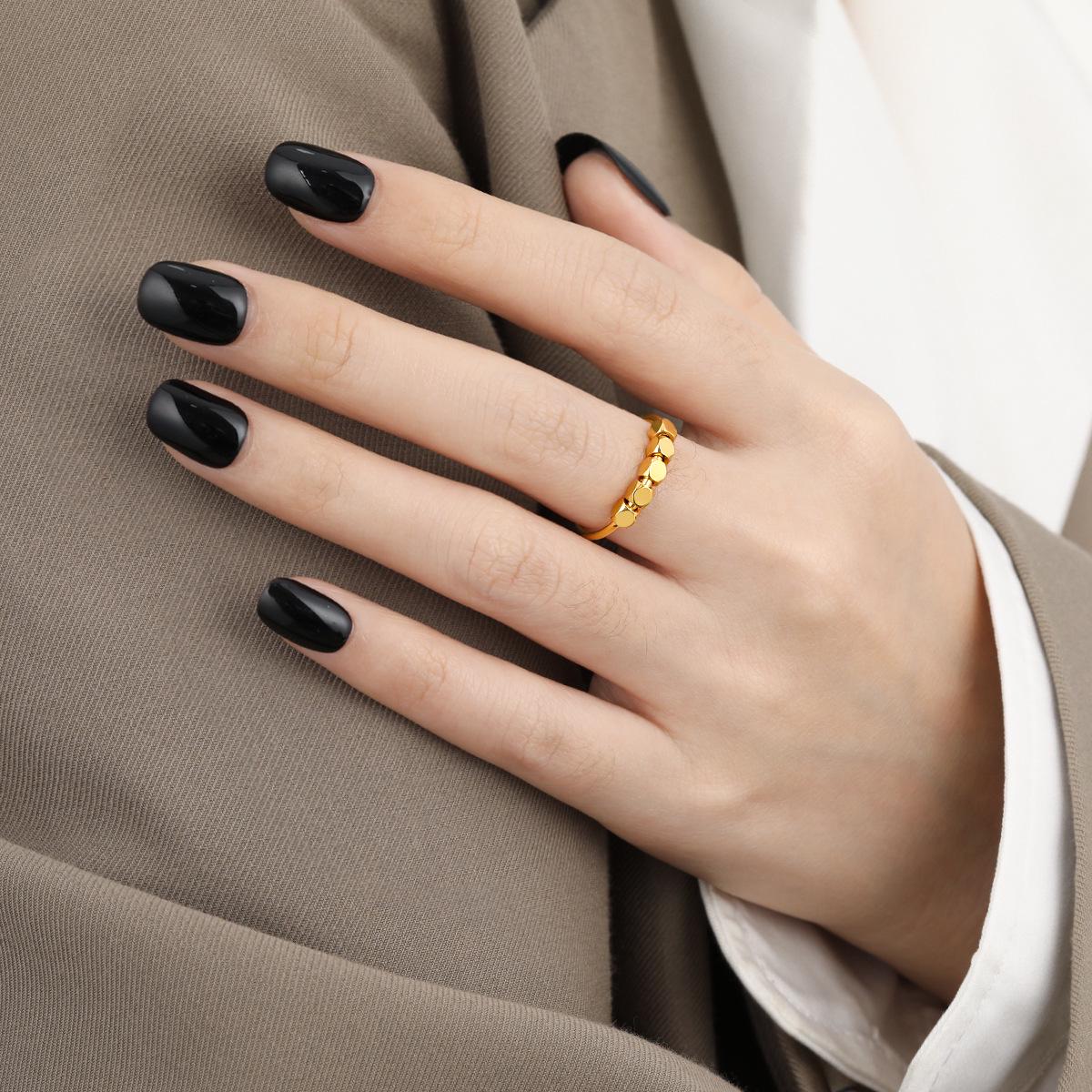 

Корейское минималистичное квадратное кольцо цвета состаренного серебра: Универсальные модные украшения из титановой стали для женщин Size 5