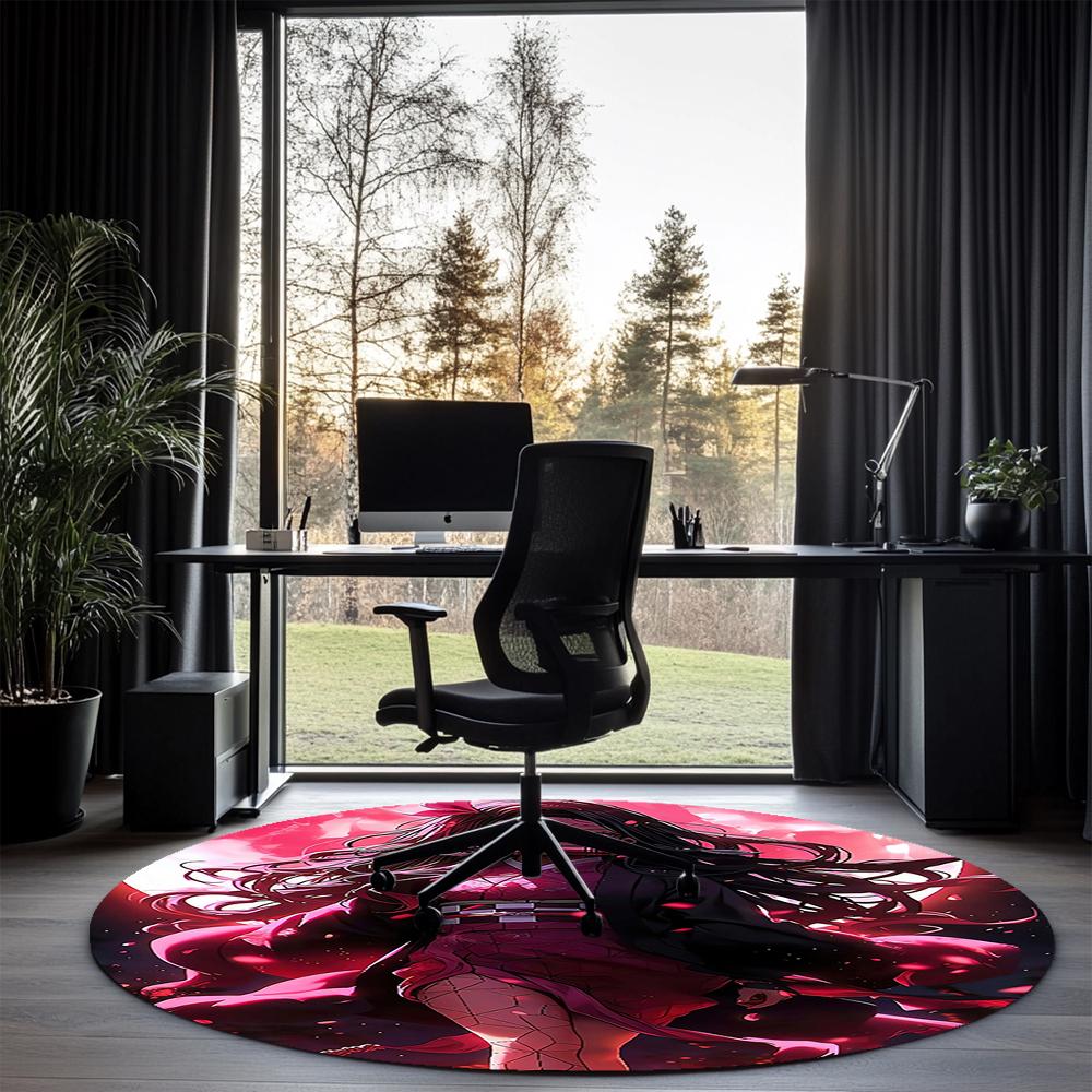 Demon Slayer Printed Round Rug Carpet Chair Rug Area Rug Entryway Doormats,for Office Chair Living Room Bedroom Kitchen Room.