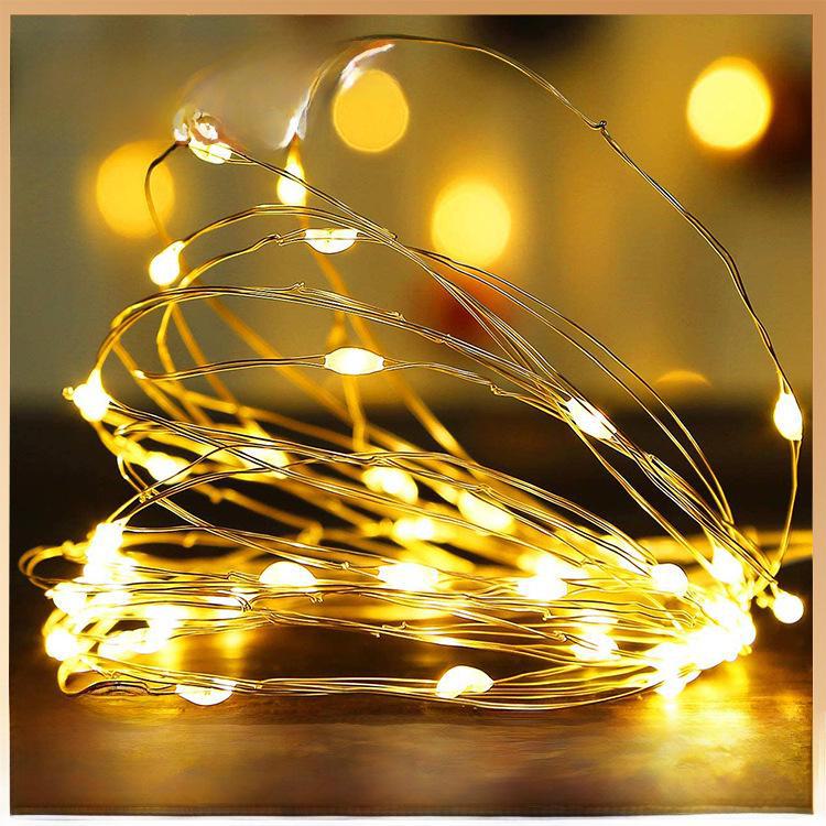 "8-Function Copper Wire LED String Lights with Remote - Christmas Holiday Decoration"