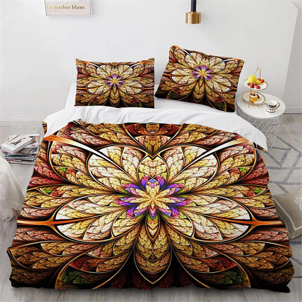 Bohemia Floral Mandala Duvet Cover Microfiber Exotic For Children Girls Women For Bedroom Decoration With Pillowcase Queen King