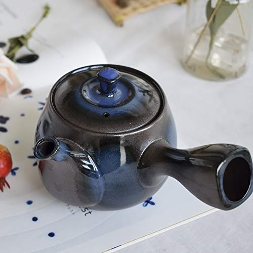 Specially Crafted Rounded Teapot with a Ruri Glaze, 450ml, Made In Japan by Banko Ware