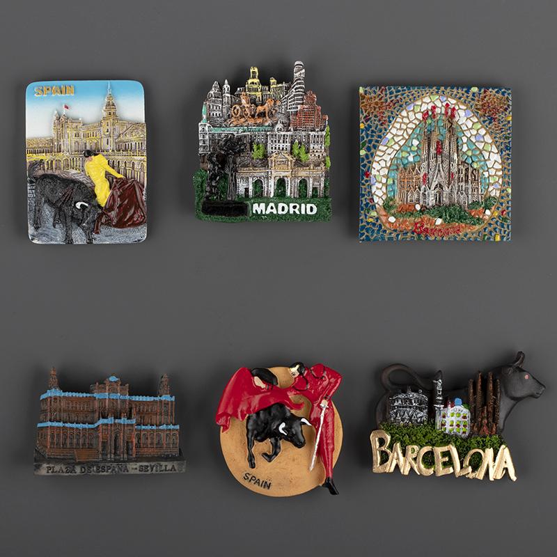 Spanish Fridge Magnet Refrigerator Sticker Madrid Barcelona Matador Model Resin Stereo Refrigerator Sticker Span Refrigerator St