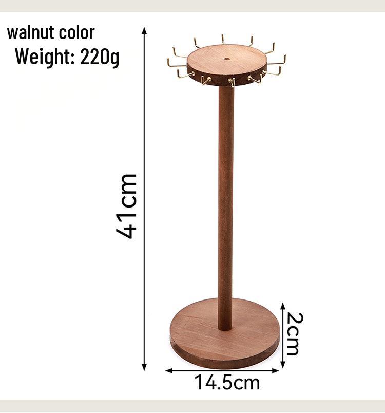 Spot Creative Solid Wood Jewelry Display Stand - Retro Walnut Necklace Pendant Storage Rack