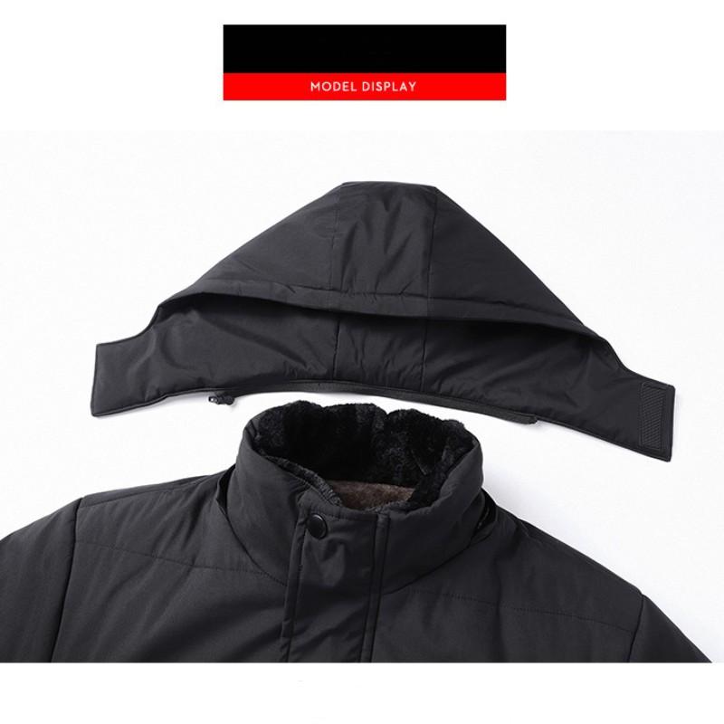 Thick Warm Plush Lined Hooded Mens Bomber Jacket Winter Thicken Fleece Parka Coat Casual Warm Outerwear Jacket for Men