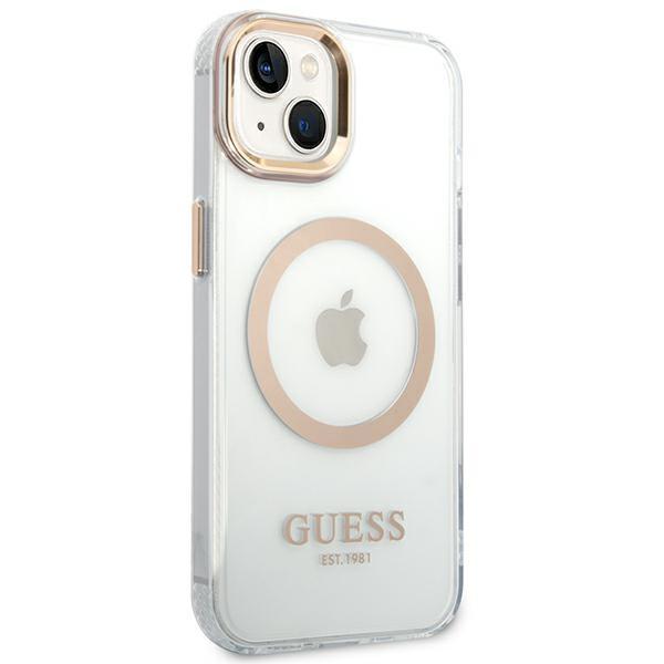 Guess Guhmp14Mhtrmd Iphone 14 Plus / 15 Plus 6.7 Złoty/Gold Hard Case Metal Outline Magsafe