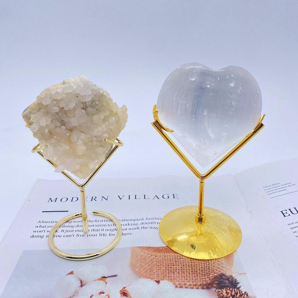 Silver Metal Display Stand for Crystal Heart Rhombus Slice