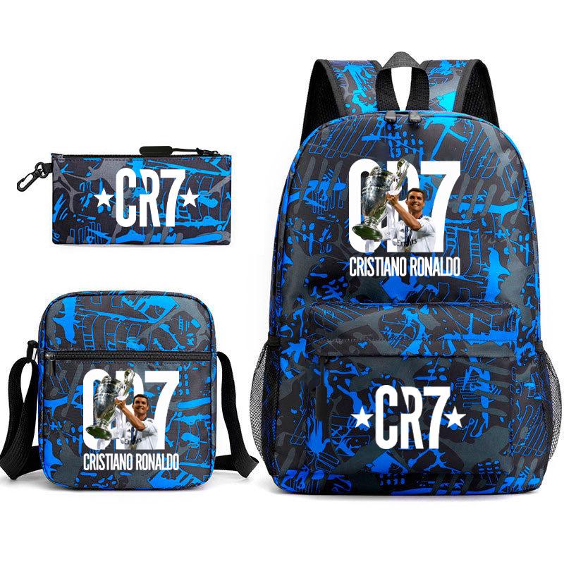 Sports Football Team Print Youth Primary and Secondary School Students C Luo Schoolbag Men and Women Leisure Travel Backpack CR7