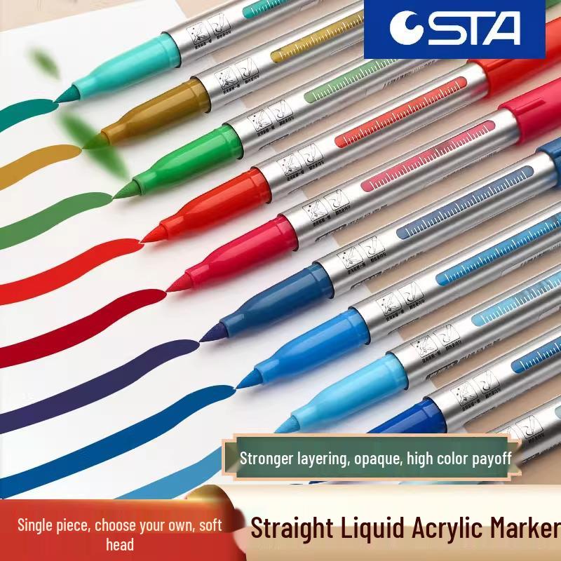 STA 1300 Liquid Soft-tip Acrylic Marker - Single Color for Layering and Hand-painted DIY Artwork.