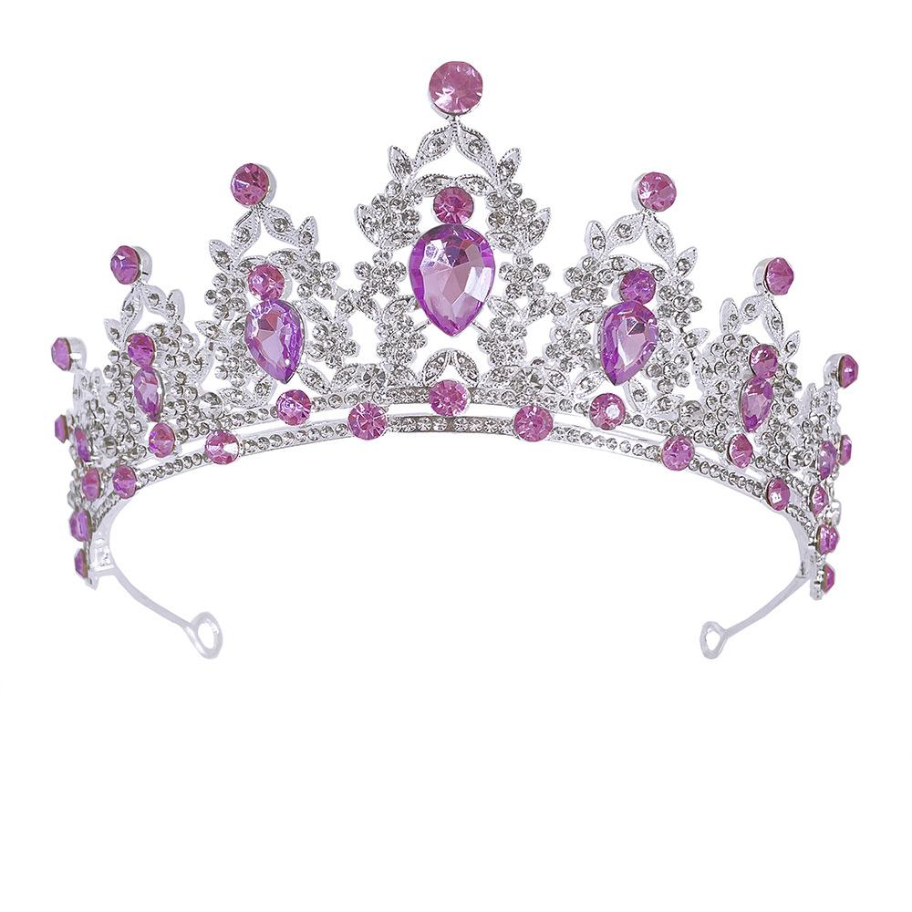 Purple Bridal Tiara Baroque Crown Rhinestone Tiara Princess Crown Wedding Hair Accessories Dress Accessories
