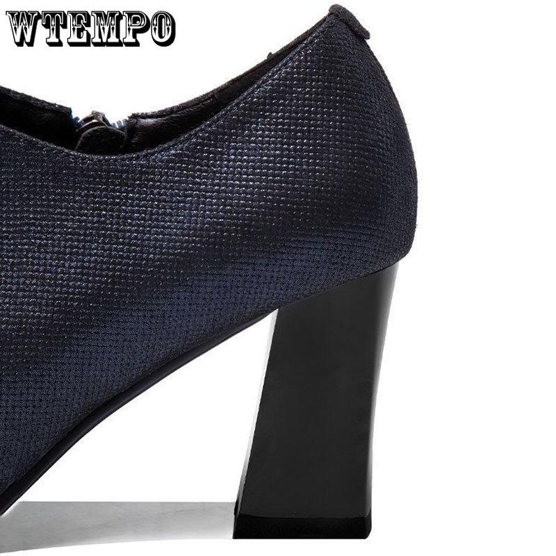 Chaussures en cuir noires à talons hauts de 4CM, bottes en cuir pointues à talon épais pour femmes, décoration papillon, chaussures de travail de tempérament et de mode