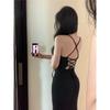 Pure and Tempting Hot Girl Tie-Up Backless Dress for Women, New Summer Waist-Cinching Hip Dress, Slit Slip Dress