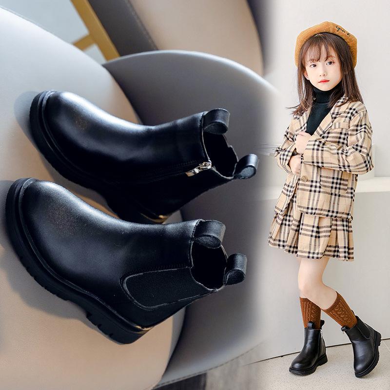 Children's Martin boots 2025 autumn and winter new boys and girls British wind smoke boots medium and older children's side zipper casual single boots