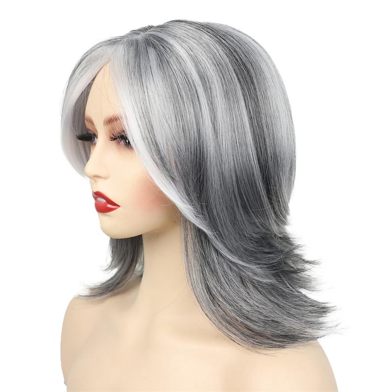 

Синтетический парик средней длины для женщин, смешанные волосы, боб, натуральный парик «соль с перцем», женские парики «мамочка», косплей-вечеринка, термостойкий