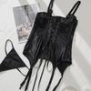Felinus Women Nové Body Sexy Punk Prsatější Krajka Temptation Overal Bodycon G String Tanga Spodní prádlo Síťovina Transparentní Oblečení na spaní