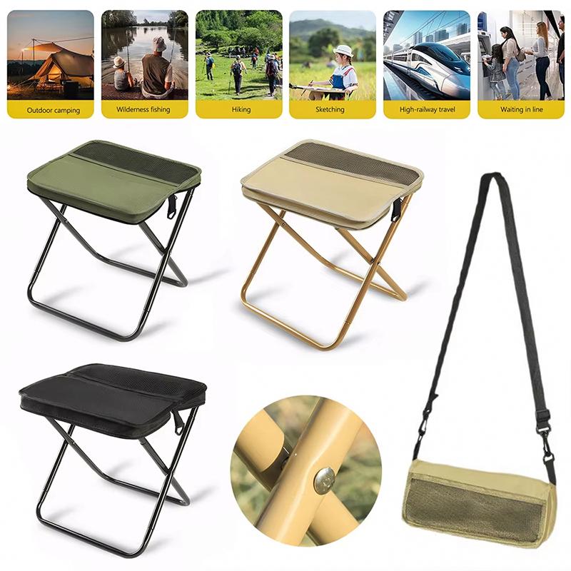 Folding Chair with Mesh Bag Crossbody Bag Outdoor Supplies with Storage Bag Oxford Fabric Waterproof Convenient To Carry