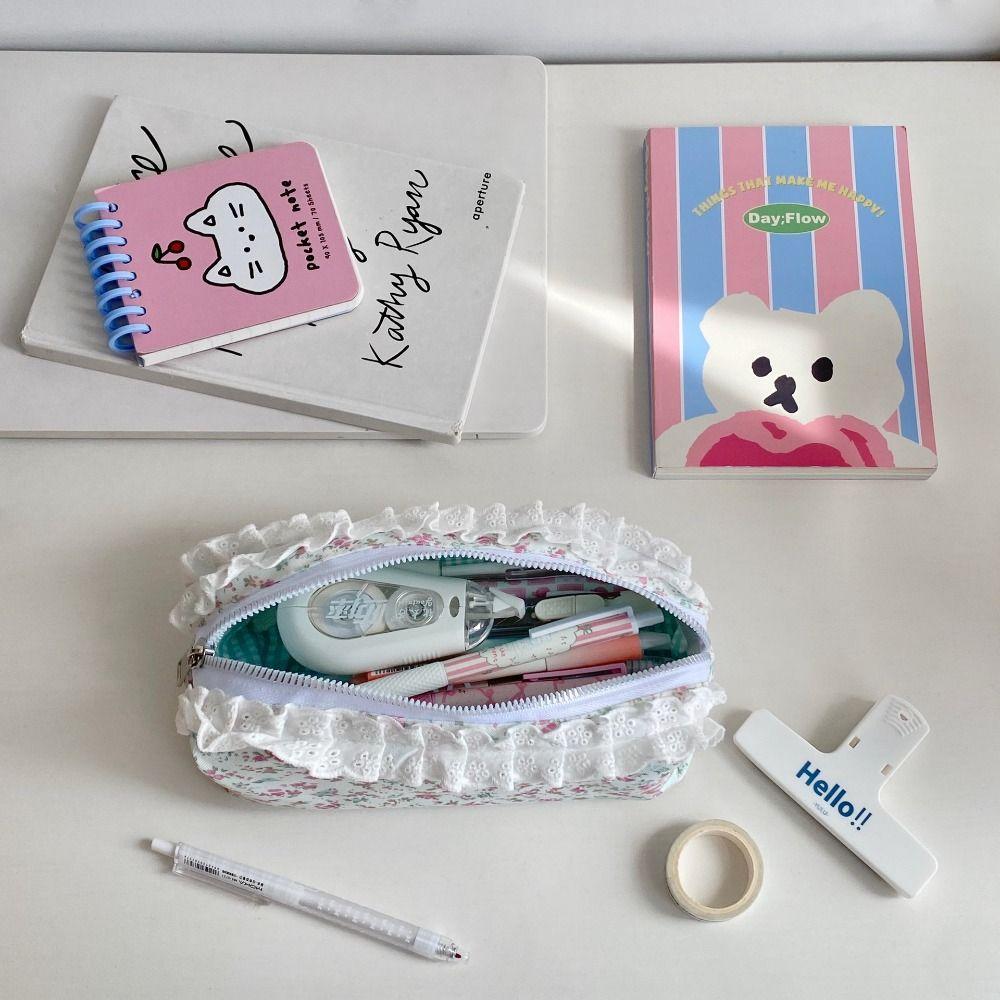 Lace Floral Pattern Pencil Case Large Capacity Stationery Bag New Stationery Organizer  Students