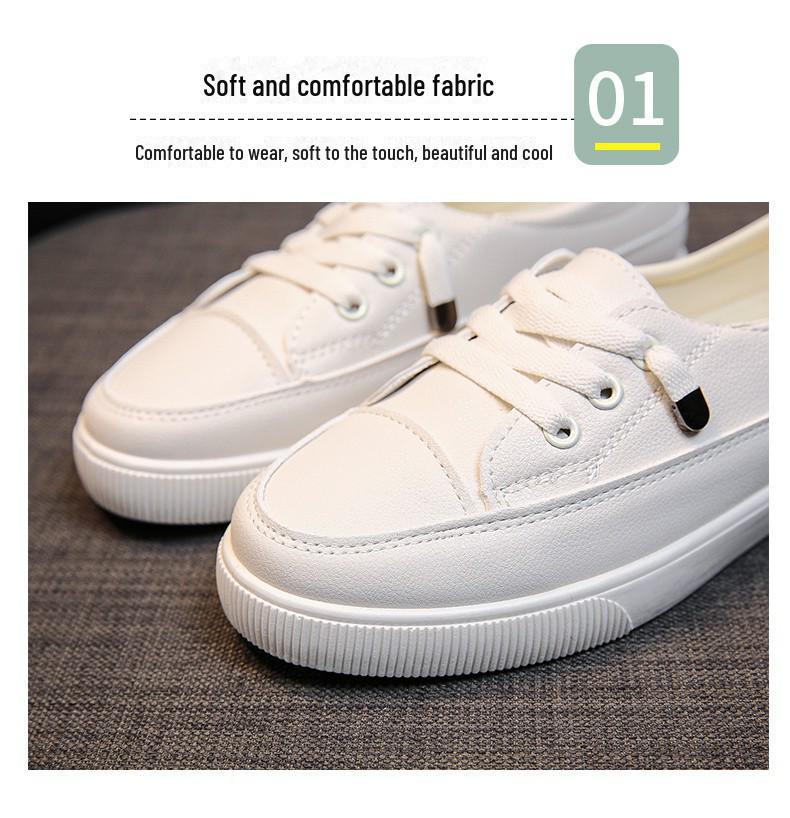 """Modne damskie białe skórzane sneakersy 2025""": Jesień Oddychające, Płytki Dekolt, Styl Koreański, Pasujące do wszystkiego, Idealne dla Studentów"