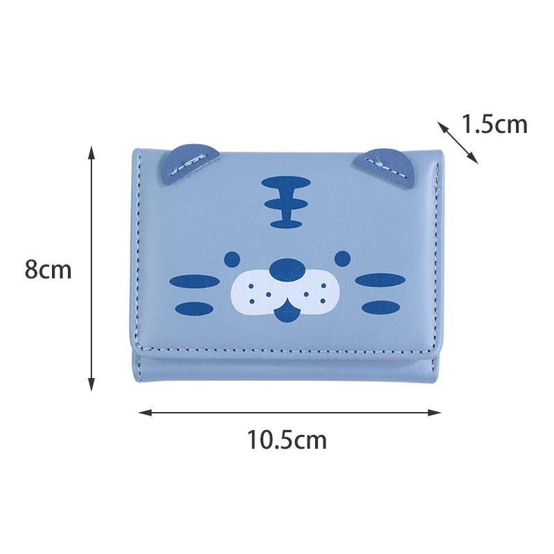 Women Short Thin Version Cute Tiger and Pig Ladies Small Wallet Student Three-fold Wallet Female Fashion Short Coin Purse