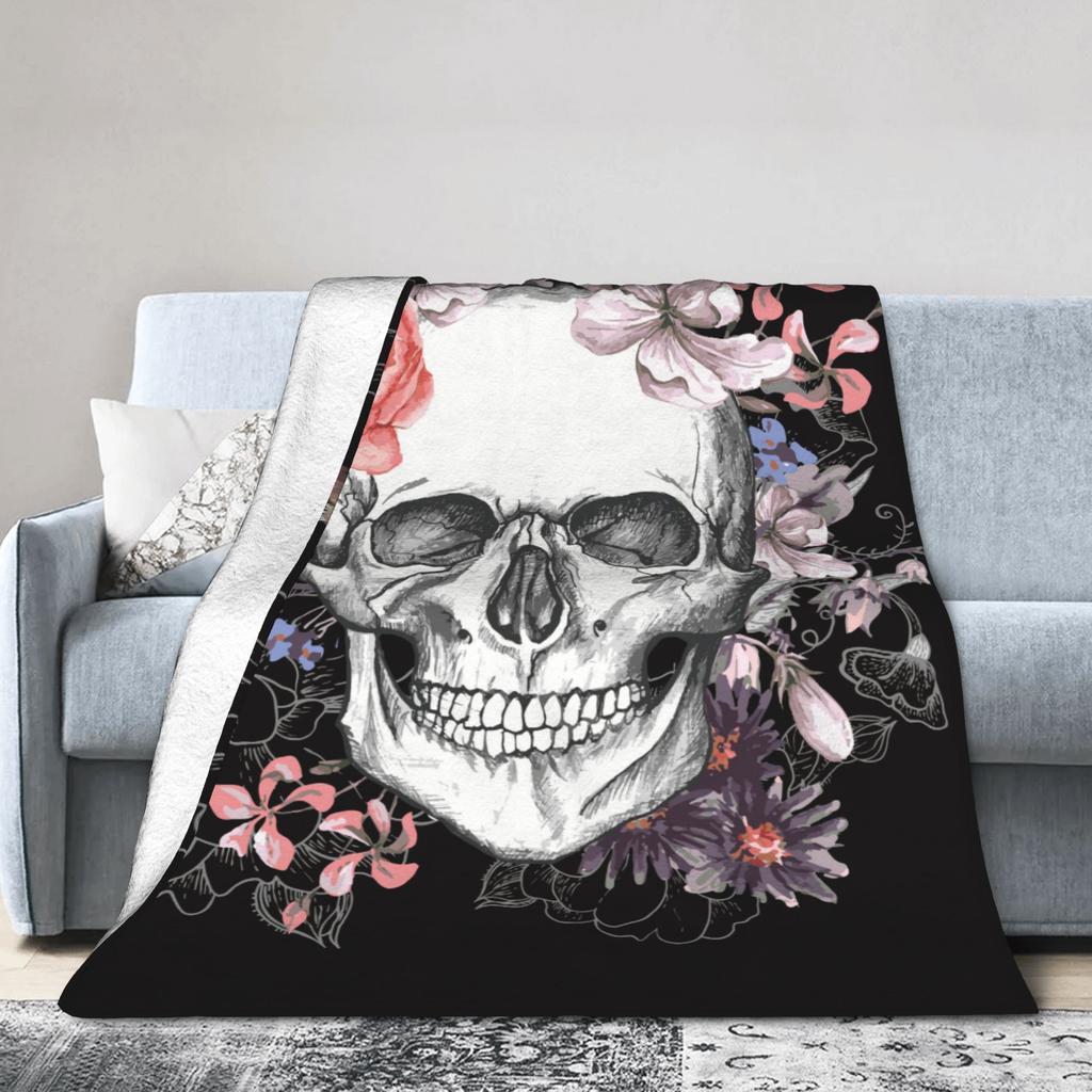 Floral Skull Vintage Blankets Day of the Dead Wool Awesome Soft Throw Blankets for Home All Season