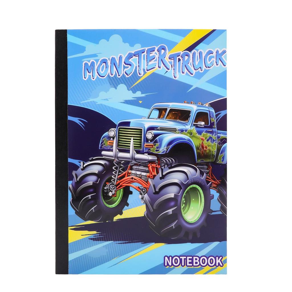 Racing-Themed Monster Truck Portable Ruled Notebook