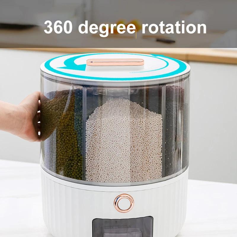 Rotating Miscellaneous Grain Bucket Divided Into Five Grain Sealed Insect Proof And Moisture-Proof Storage Rice Noodle Box