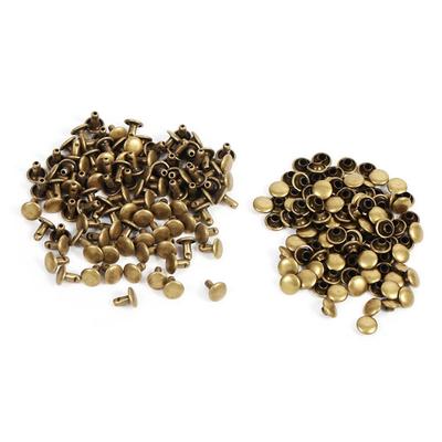 100 Sád 8 x 8 mm Dvojitý Nit Kov Kožené Remeslo Opravy Cvočky Špice Dekorácia (Bronzová)