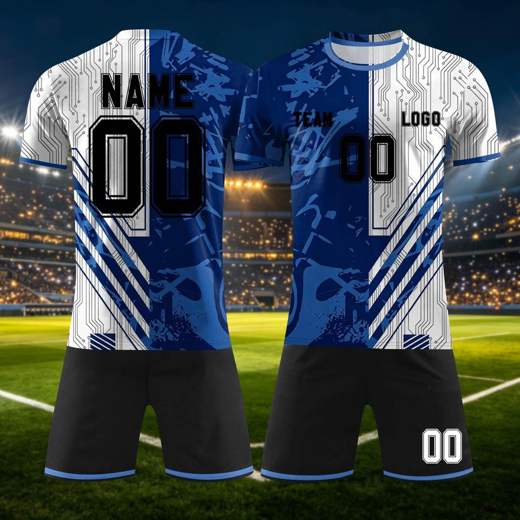 Conjunto Deportivo Personalizado de Dos Piezas DIY con Camiseta de Manga Corta y Pantalones Cortos para Uniformes de Equipo y Estampación Personalizada