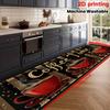 American Retro Coffee Cup Letter Long Carpet, Kitchen Area Rug, Laundry Room Entrance Corridor Long Decorative Foot Mat
