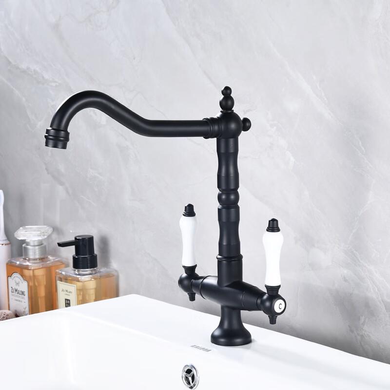 TLXT Black Hot and Cold Basin Faucet