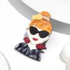 New Fashion Lady Acrylic Brooches for Women Cute Cartoon Glasses Girl Figure Badge Pins Casual Jewelry Clothes Accessories Gift