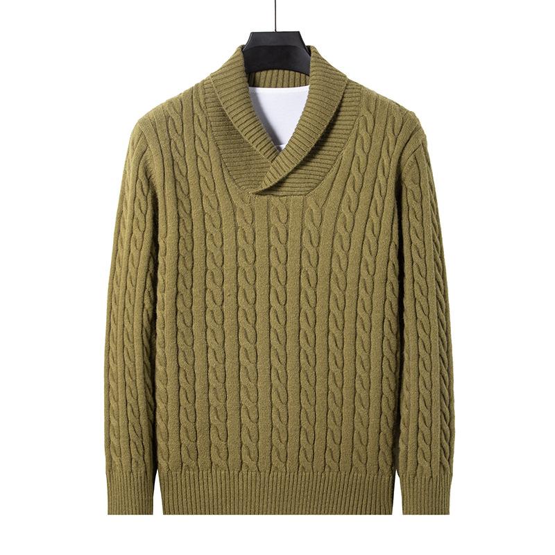 Autumn New Young Men's Long-sleeved Pullover Sweater Korean Style High-elastic Sweater Men's Fitted V-neck Bottoming Shirt
