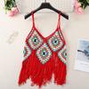 Summer Women's Camisole Ethnic Style Halter Pure Handmade Crochet Top Halter Bohemian Tassel Travel Holiday Vest