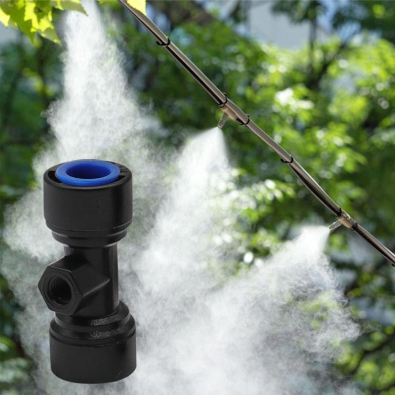 Misting Nozzles Tees for 0.65cm 1/4 Inch Slip Lock Mister Nozzles Thread Misting Nozzle Tees for Outdoor Cooling System