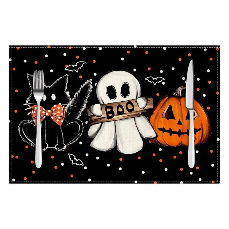 1PC Halloween Placemat Festival Kitchen Linen Dinning Table Mats Bowl Coffee Cup Pads Mats Home Decor