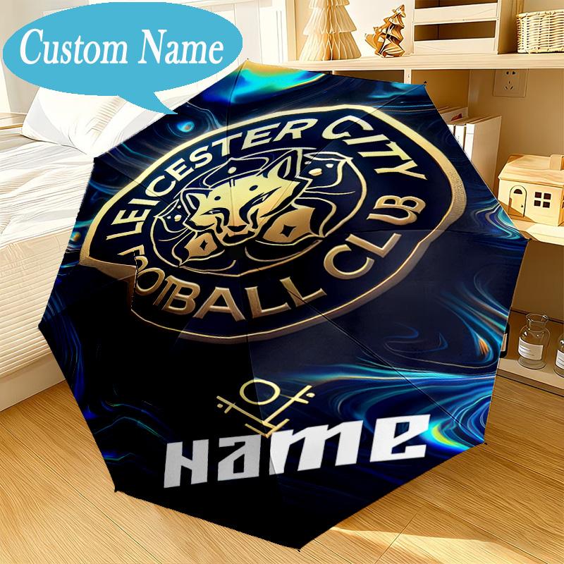 Custom Name Umbrella Leicester FC Crest Umbrella 8-Frame for Travel, Camping, Casual Lightweight Portable, Essential for Family Gifts