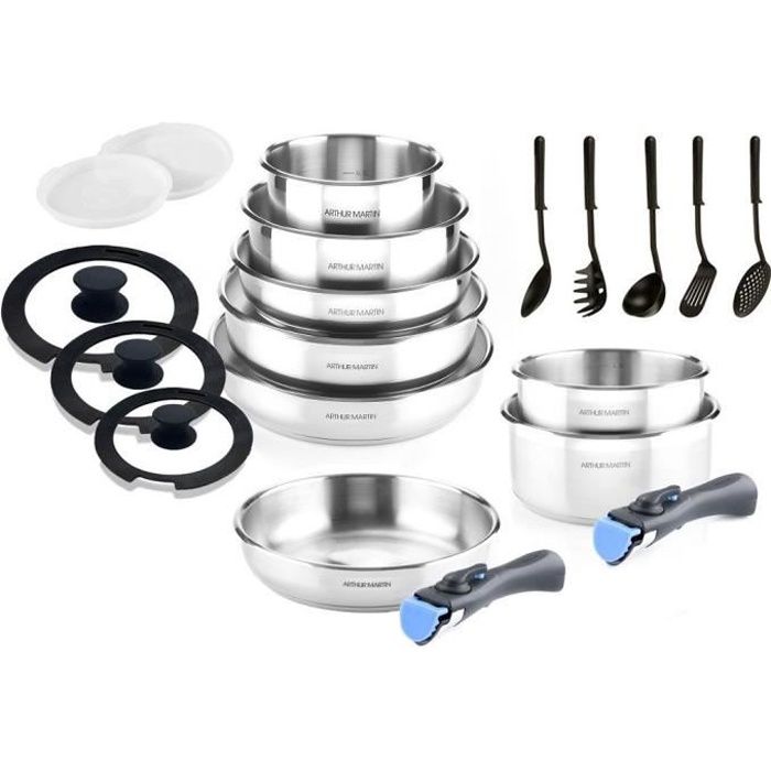 ARTHUR MARTIN AMBI20S - Batterie de cuisine 20 pièces - Tous feux dont induction - Inox