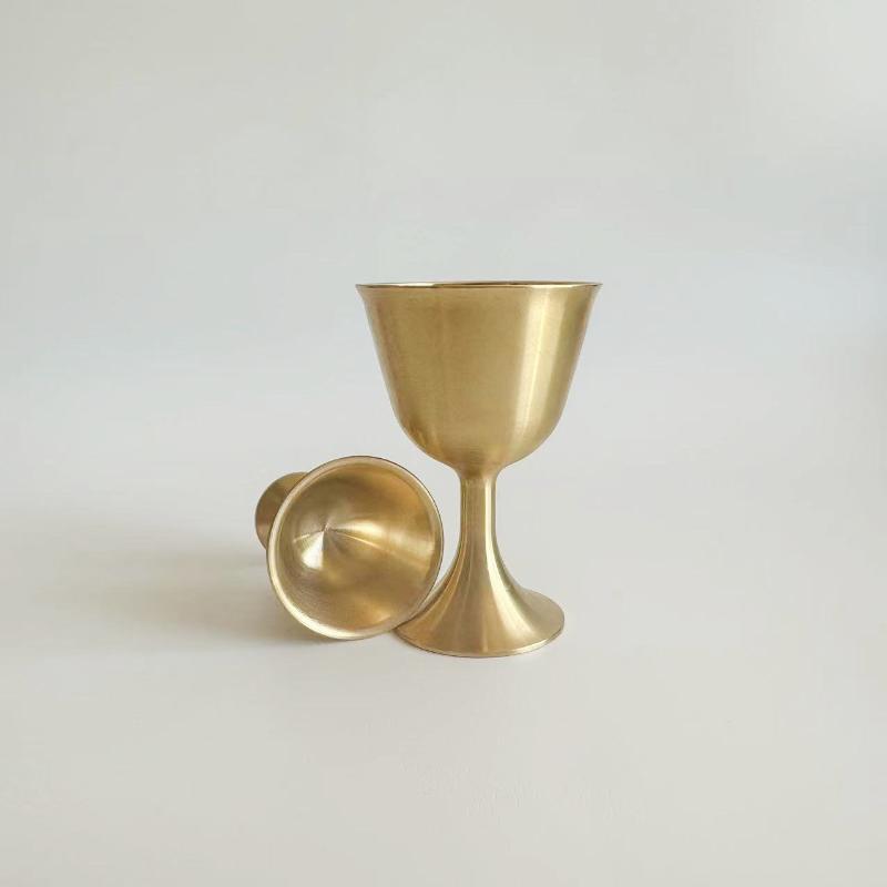1Pcs S/M/L Vintage Brass Mug Red Wine Glass Good Gloss Copper Portable Smooth Edge Water Beer Cup Drinkware For Party Bar