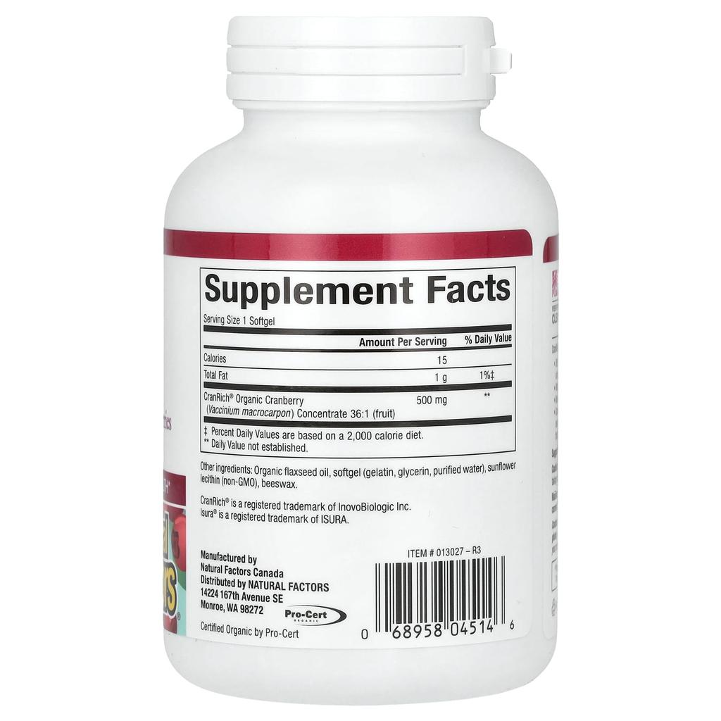 Natural Factors CranRich, Super Strength, 500 mg, 90 Kapseln