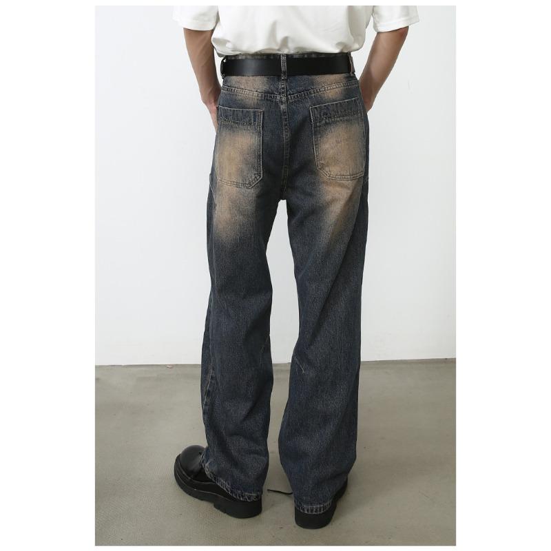 Vintage Straight Jeans Men's High-order Loose Wide-legged Pants Trailing Long Pants Straight Loose Jeans for Men Fashionable and Comfortable Pants