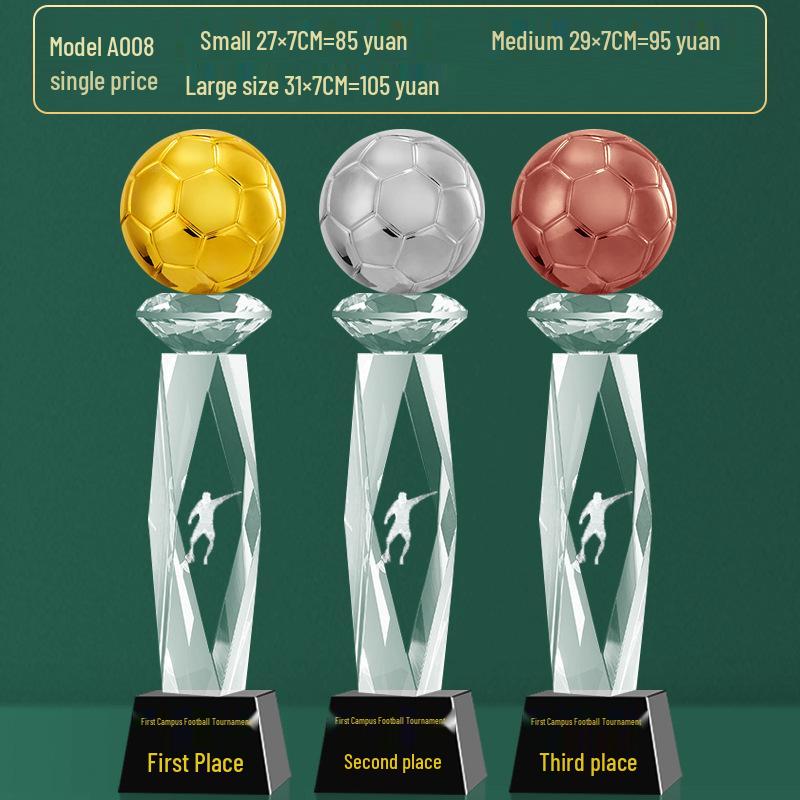 Custom Crystal Football Trophy - 2025 Golden Boot Top Scorer Award (Extra Large)