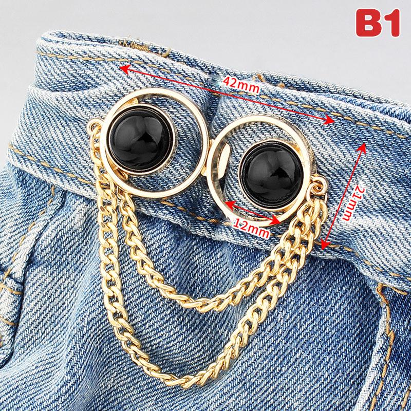 Ajusteur de Bouton de Jean Pour Pantalons Jupes Bouton Perle Gland Fermeture Pression Épingle de Pantalon Sans Couture Boucle de Taille de Jean Accessoires