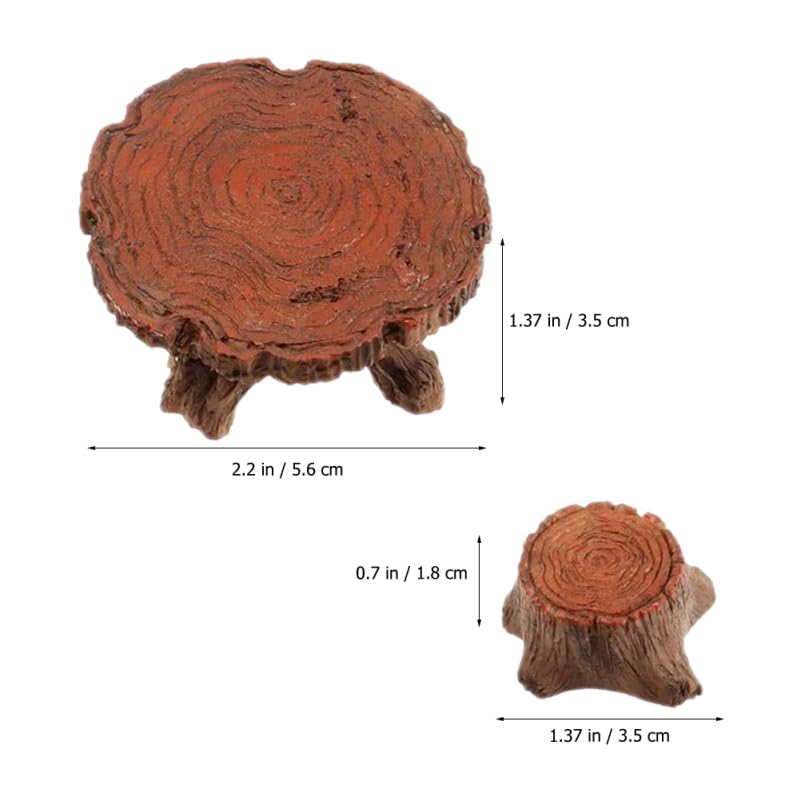 Amosfun Miniature Stump Table and Chair Miniature Model Chair Decorative Mini House Interior Garden Outdoor Resin Set, Figurine, Ornament,